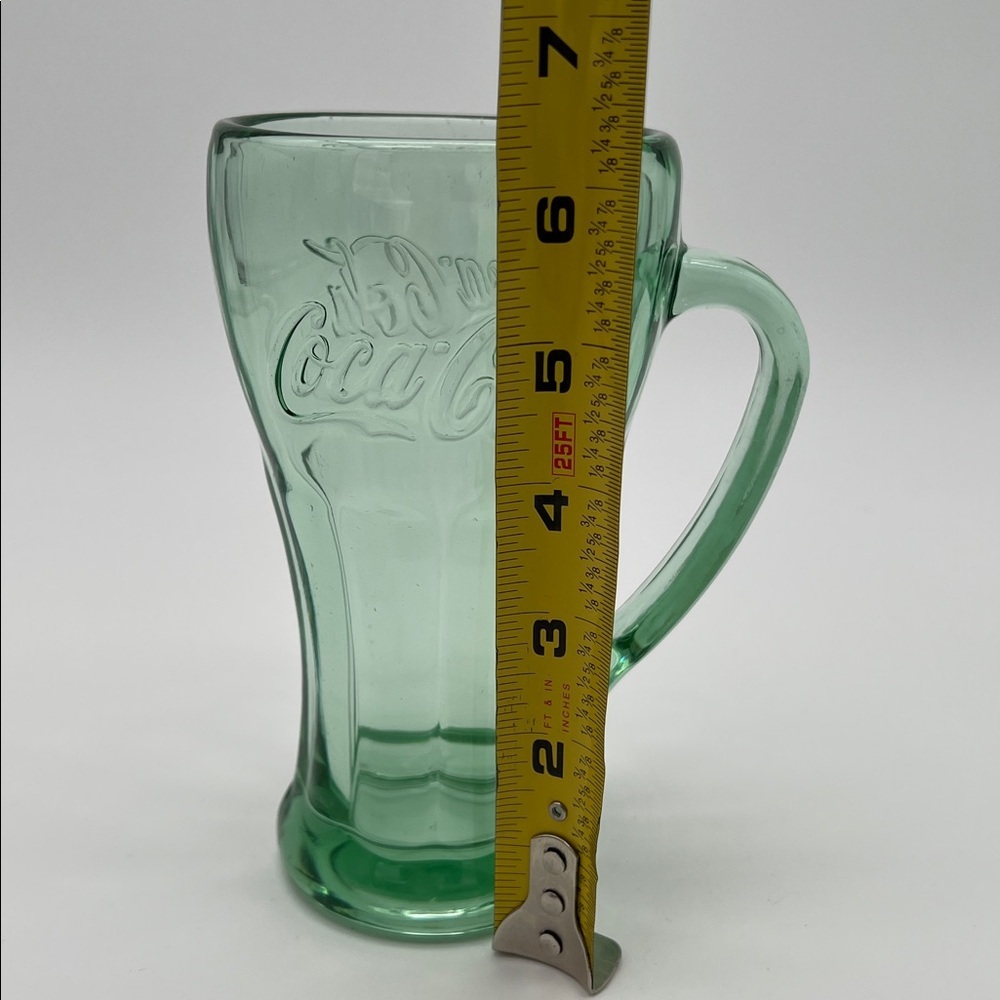Vintage Green Libbey Coca-Cola Thick Heavy Soda Glass w/ Handle 14 oz (Set of 3) - Picture 10 of 11